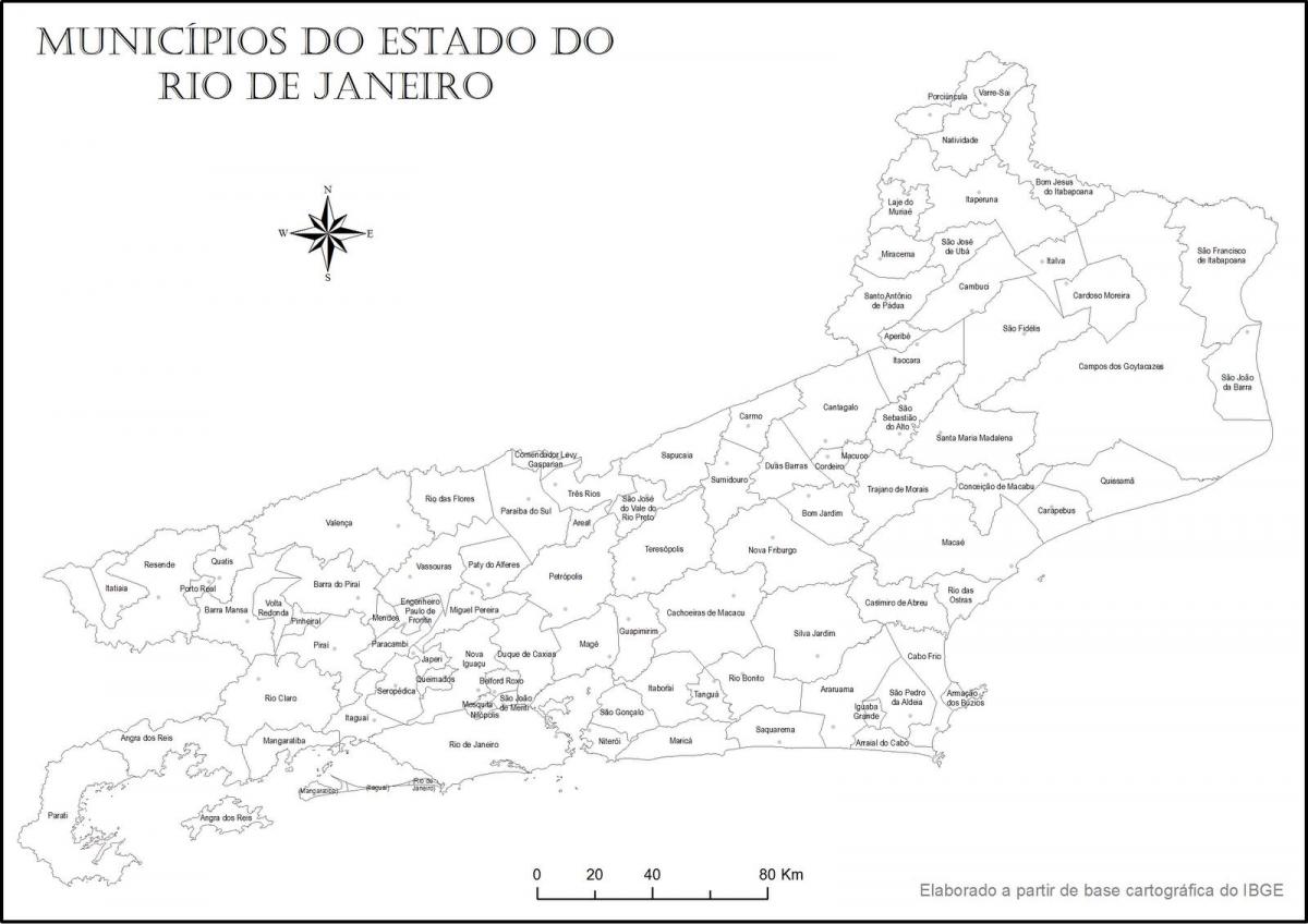 Harta e Rio de Janeiro të zezë dhe të bardhë
