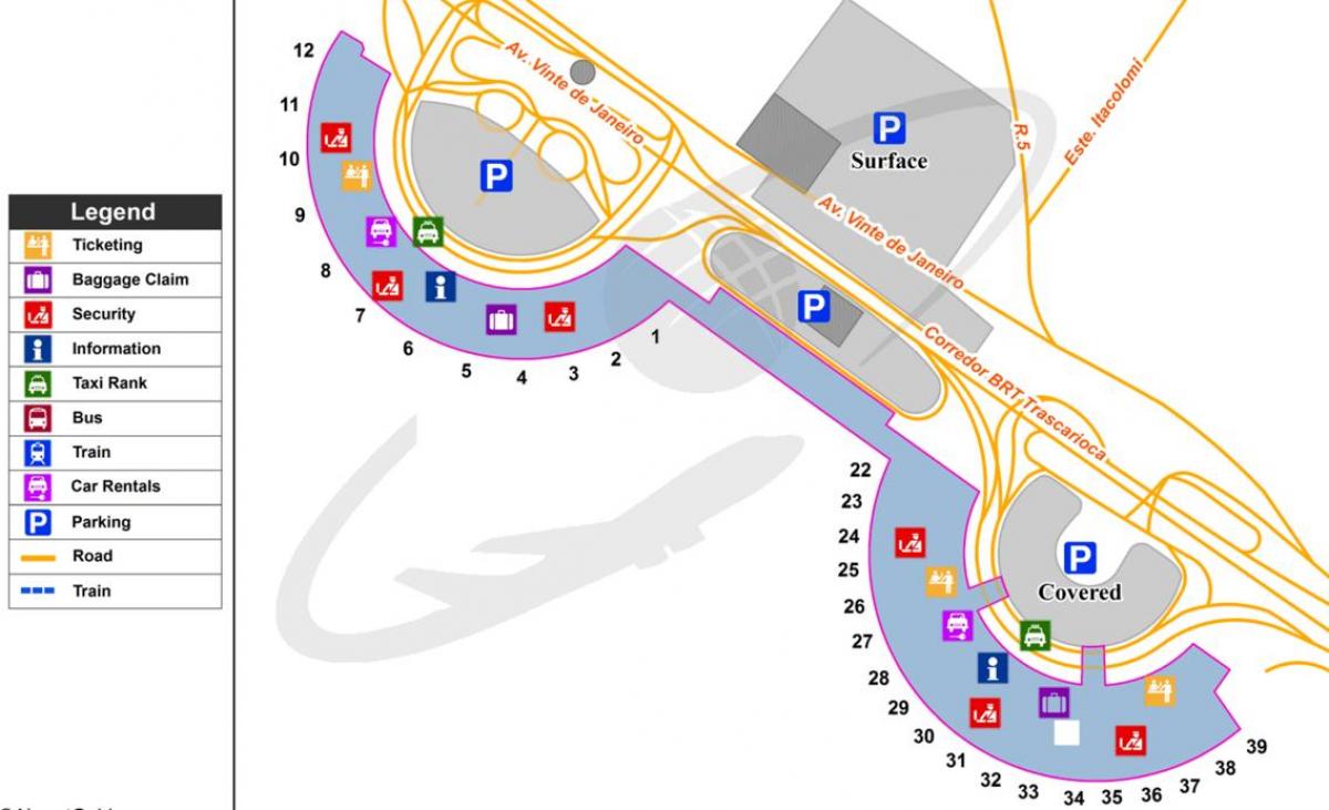 Harta e aeroportit Ndërkombëtar të Rio de Janeiro