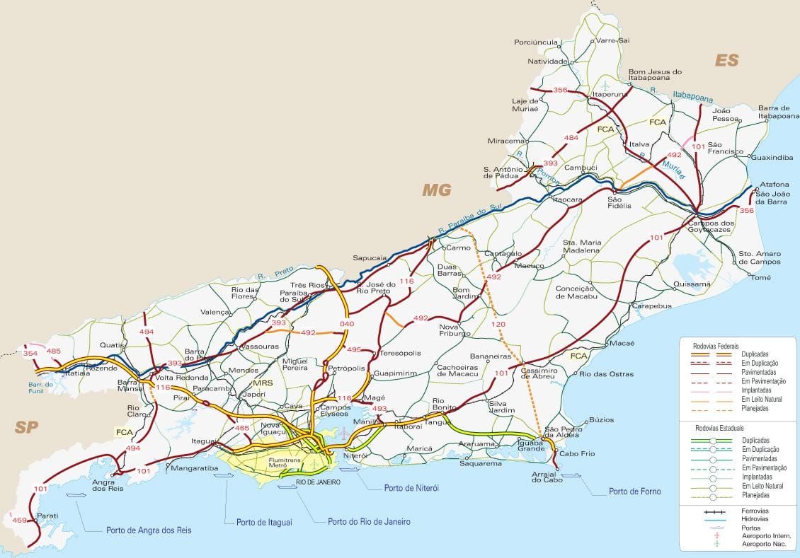 Harta e autostrada Rio de Janeiro