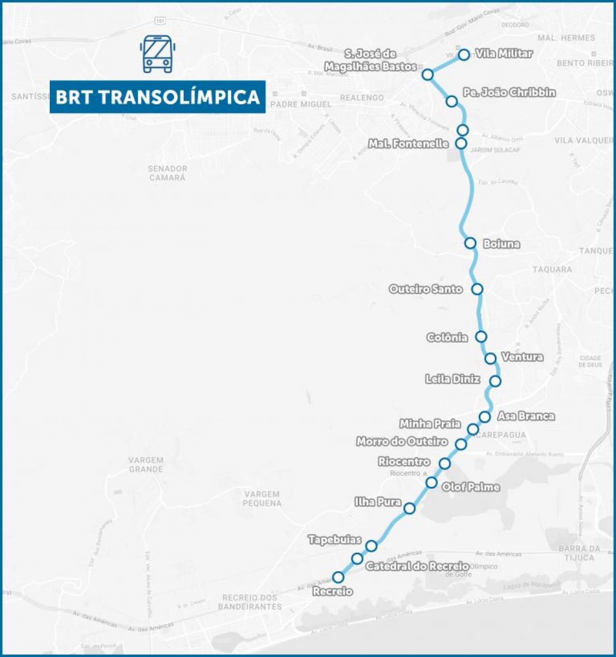 Harta e BRT TransOlimpica