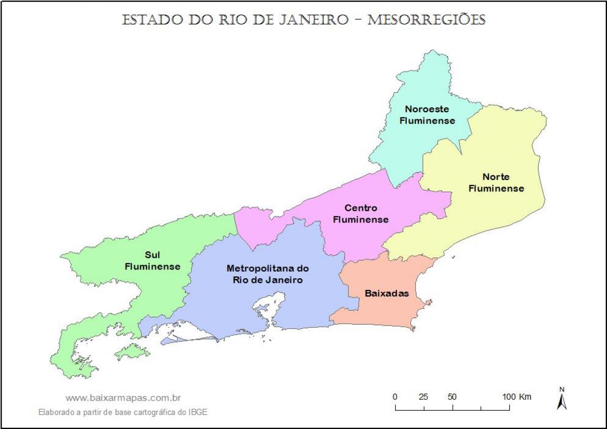 Harta e mesoregions Rio de Janeiro