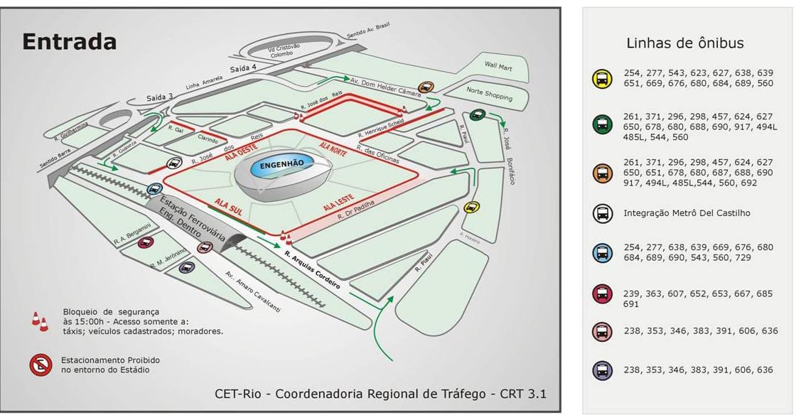 Harta e stadiumit Engenhão transporton