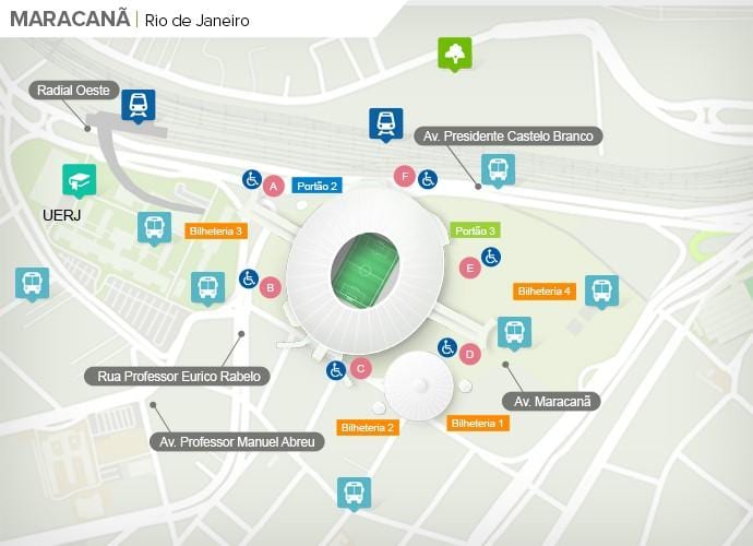 Harta e stadiumit Maracanã accès