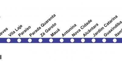 Harta e Rio de Janeiro metro - Line 3 (blu)